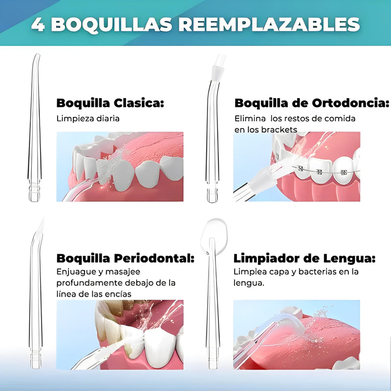 🌊 Irrigador Oral Recargable con 4 Boquillas 🔥 915 Vendidos - ¡Sólo 8 Unidades Disponibles!🔥