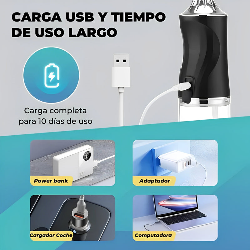 🌊 Irrigador Oral Recargable con 4 Boquillas 🔥 915 Vendidos - ¡Sólo 8 Unidades Disponibles!🔥